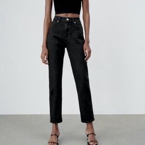 Zara High Rise Slim Black Jeans Size 8